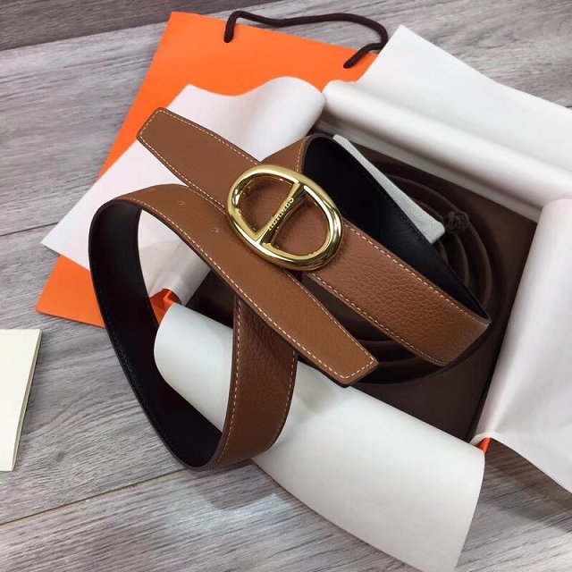 Hermes original togo leather athena belt H065558 coffee