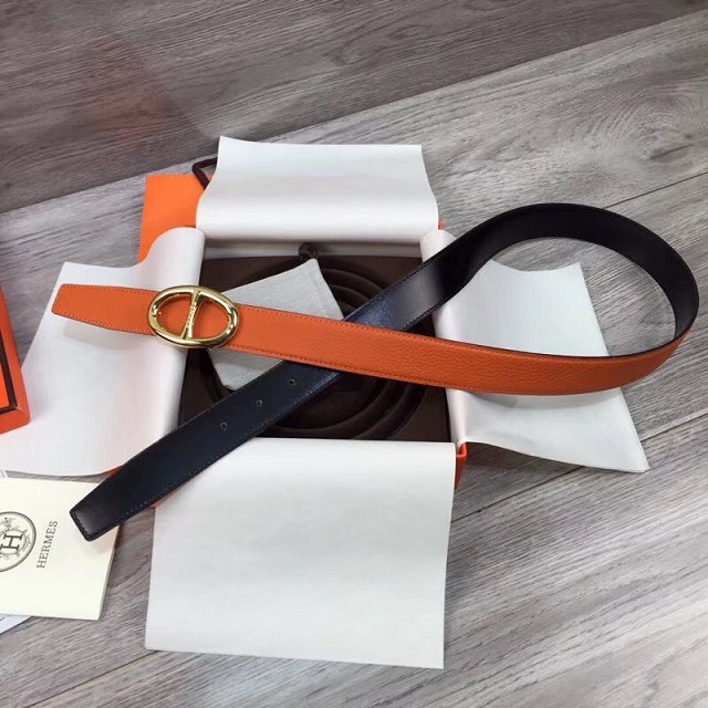 Hermes original togo leather athena belt H065558 orange