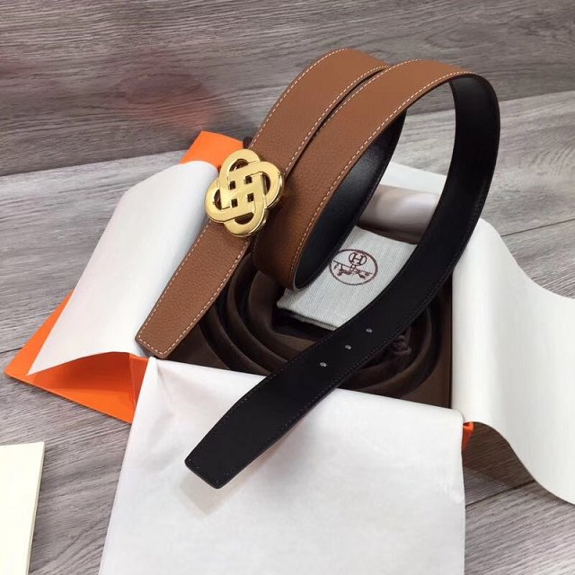 Hermes original togo leather belt 32mm H066057 coffee