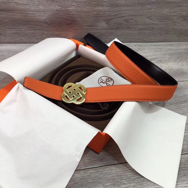 Hermes original togo leather belt 32mm H066057 orange