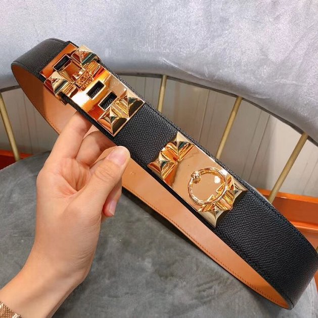 Hermes original togo leather collier de chien belt H057295 black