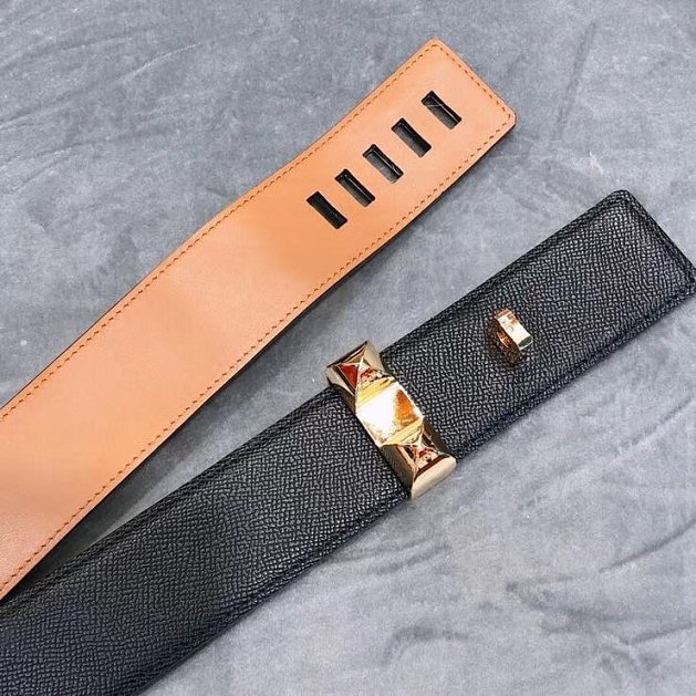 Hermes original togo leather collier de chien belt H057295 black