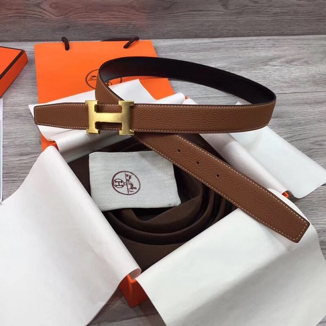 Hermes original togo leather constance 2 belt H064547 coffee