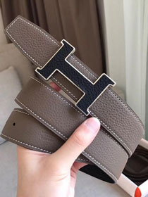 Hermes original togo leather constance 2 belt reversible leather 38mm H064549 grey