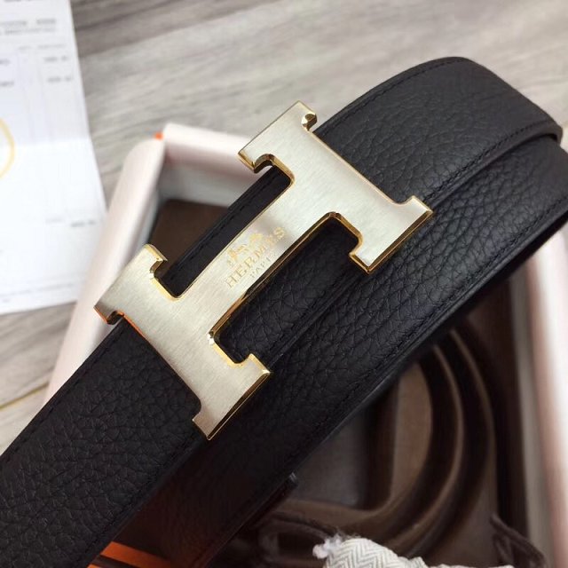 Hermes original togo leather constance belt 32mm H064549 black