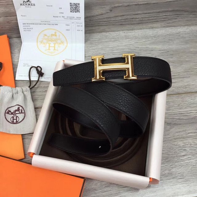 Hermes original togo leather constance belt 32mm H064552 black