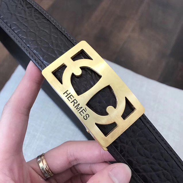 Hermes original togo leather constance belt 35mm H064549 black