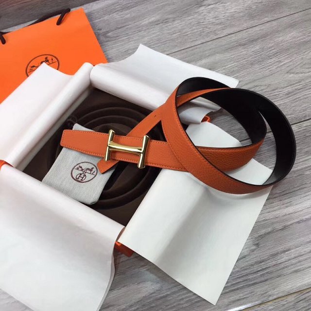 Hermes original togo leather d-Ancre belt 32mm H077931 orange