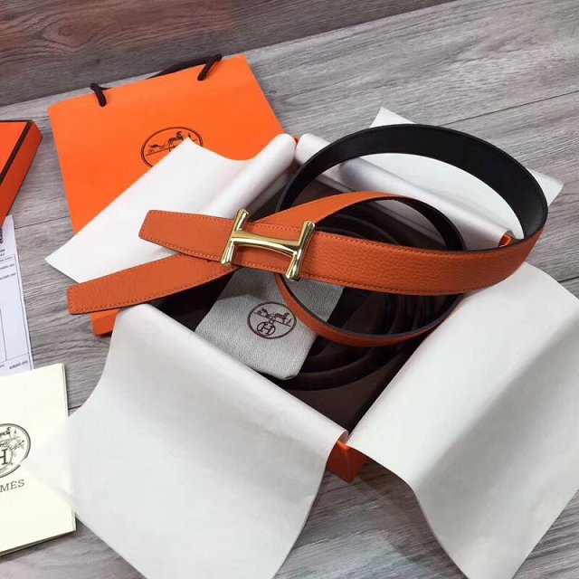 Hermes original togo leather d-Ancre belt 32mm H077931 orange