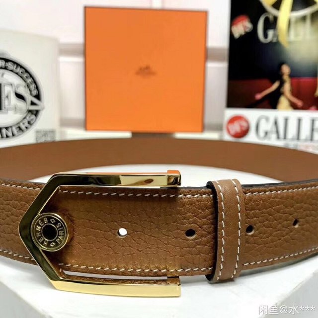 Hermes original togo leather licol belt 35mm H065578 coffee