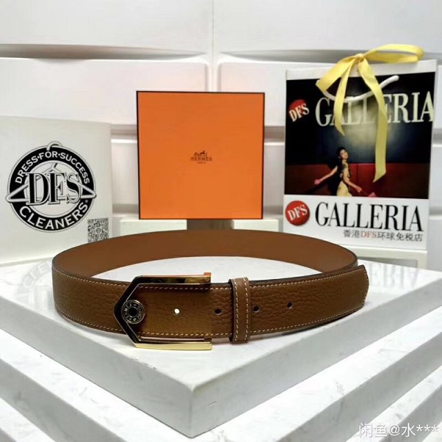 Hermes original togo leather licol belt 35mm H065578 coffee