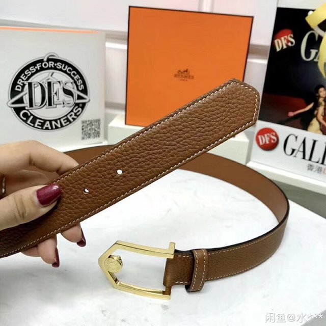 Hermes original togo leather licol belt 35mm H065578 coffee