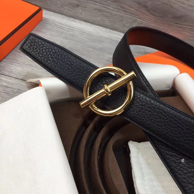 Hermes original togo leather mors belt 32mm H070164 black