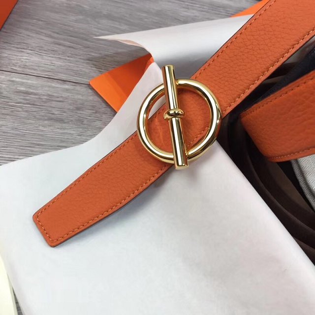 Hermes original togo leather mors belt 32mm H070164 orange