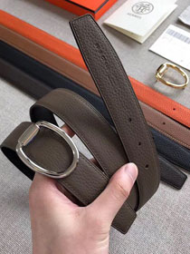 Hermes original togo leather mors reversible belt 32mm H070163 grey