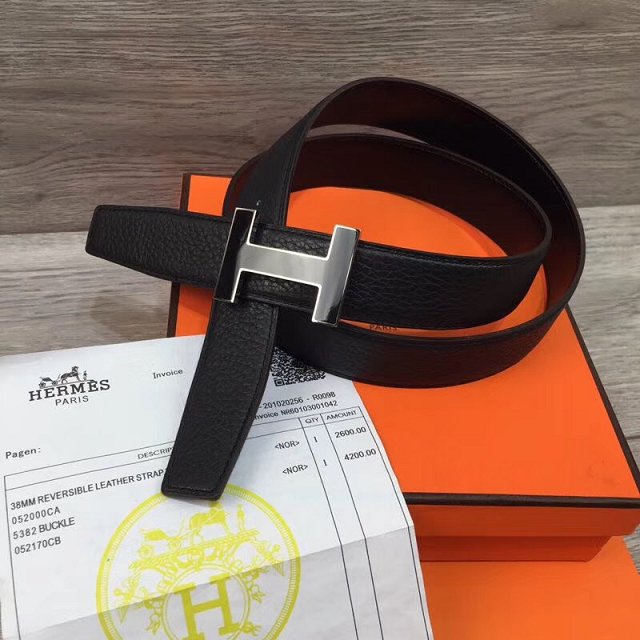 Hermes original togo leather quizz belt 32mm H068501 black