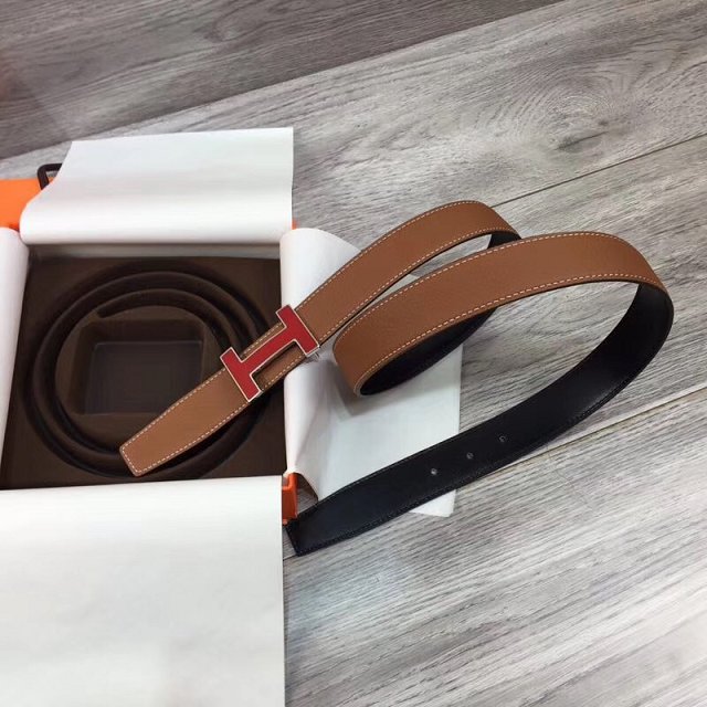 Hermes original togo leather quizz belt 32mm H068501 coffee