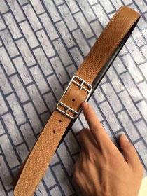 Hermes orignal togo leather H Rouleau reversible belt 32mm H071435 coffee 