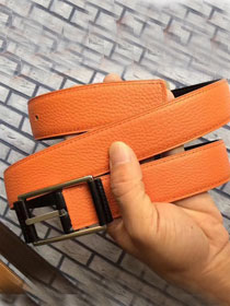 Hermes orignal togo leather H Rouleau reversible belt 32mm H071435 orange