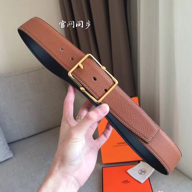 Hermes orignal togo leather saddle belt 38mm H076332 coffee