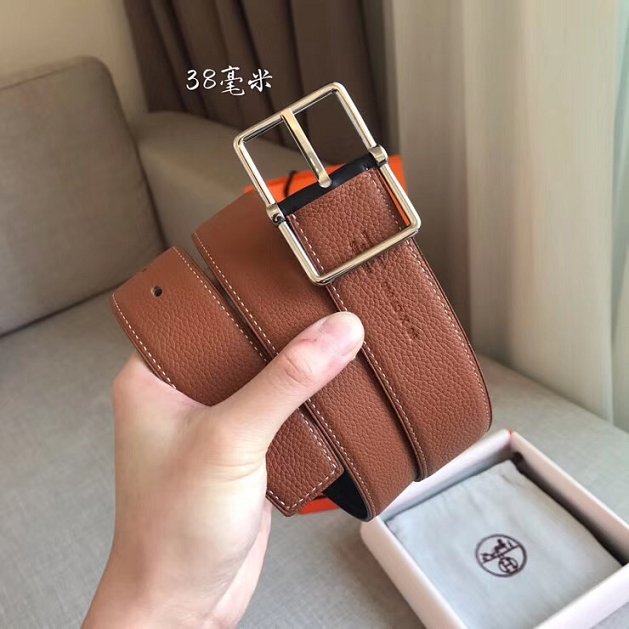 Hermes orignal togo leather saddle belt 38mm H076332 coffee