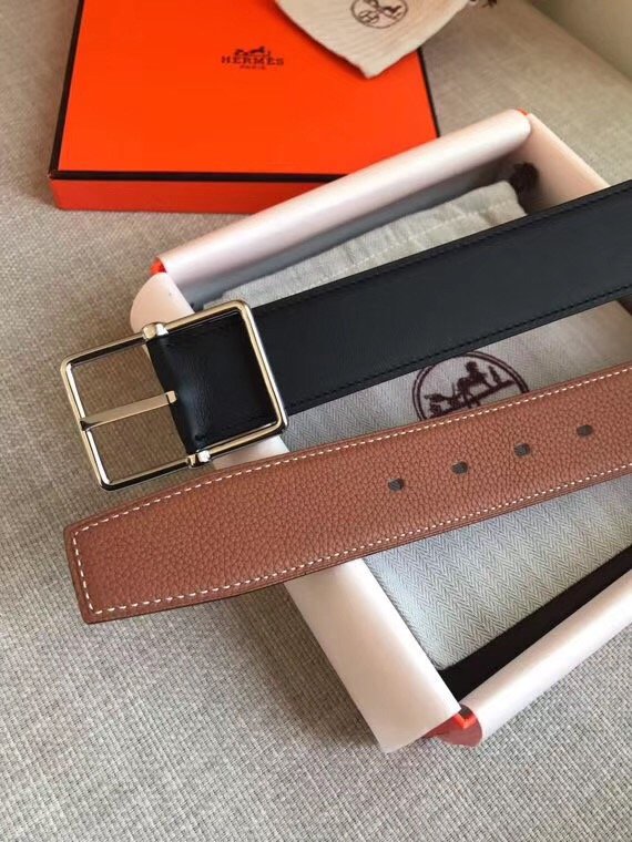 Hermes orignal togo leather saddle belt 38mm H076332 coffee