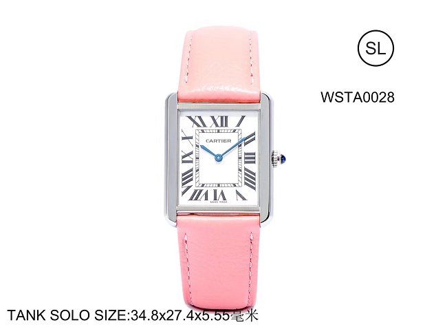 Cartier tank quartz watch medium togo leather WSTA0028 pink