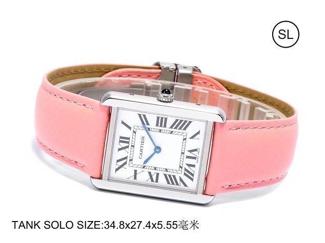 Cartier tank quartz watch medium togo leather WSTA0028 pink