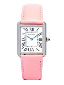 Cartier tank quartz watch medium togo leather WSTA0028 pink