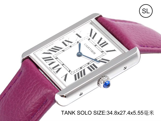 Cartier tank quartz watch medium togo leather WSTA0028 purple