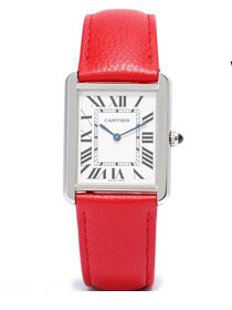 Cartier tank quartz watch medium togo leather WSTA0028 red