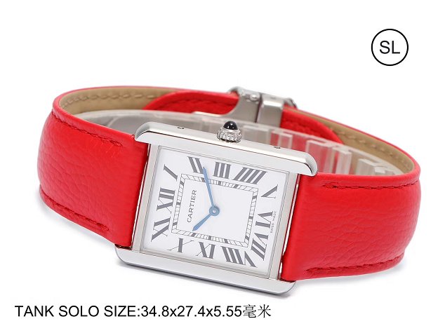 Cartier tank quartz watch medium togo leather WSTA0028 red