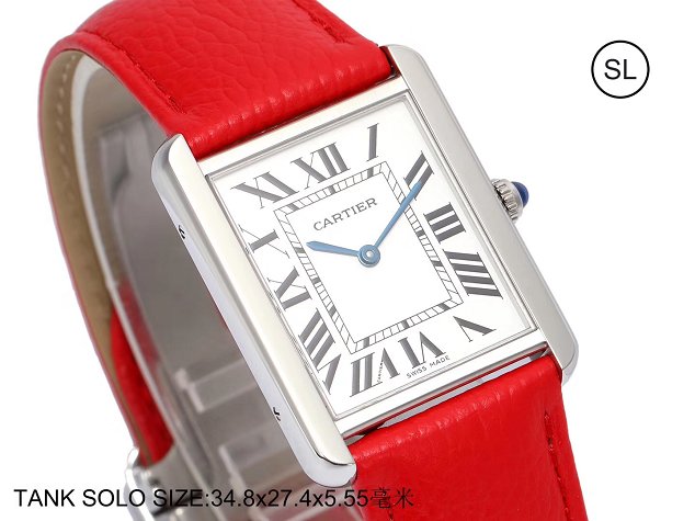 Cartier tank quartz watch medium togo leather WSTA0028 red