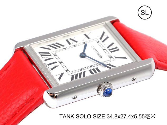 Cartier tank quartz watch medium togo leather WSTA0028 red