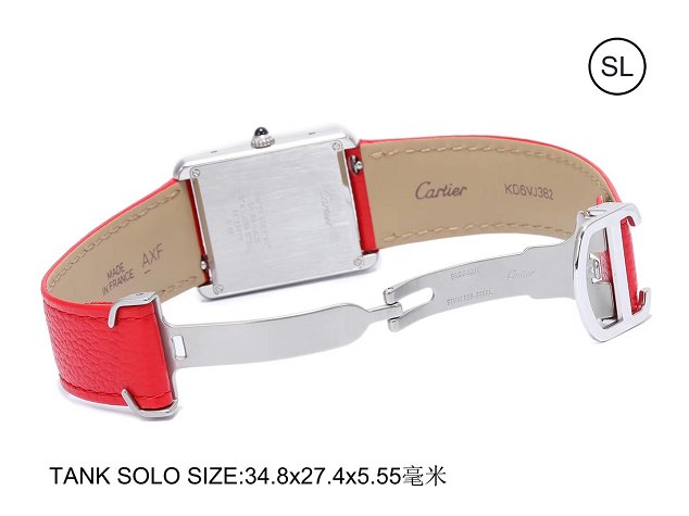 Cartier tank quartz watch medium togo leather WSTA0028 red