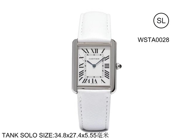 Cartier tank quartz watch medium togo leather WSTA0028 white