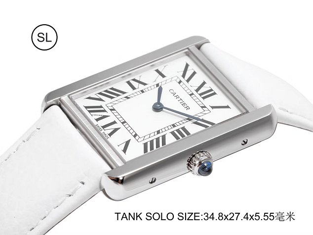 Cartier tank quartz watch medium togo leather WSTA0028 white