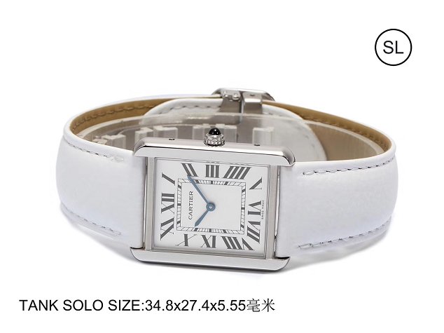 Cartier tank quartz watch medium togo leather WSTA0028 white