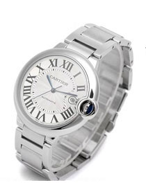 Cartier ballon bleu de large mechanical steel watch W69012Z4 silver