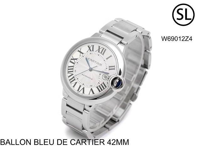 Cartier ballon bleu de large mechanical steel watch W69012Z4 silver