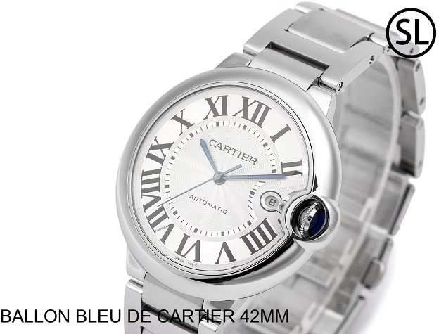 Cartier ballon bleu de large mechanical steel watch W69012Z4 silver