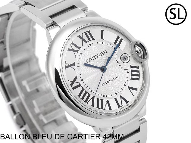 Cartier ballon bleu de large mechanical steel watch W69012Z4 silver