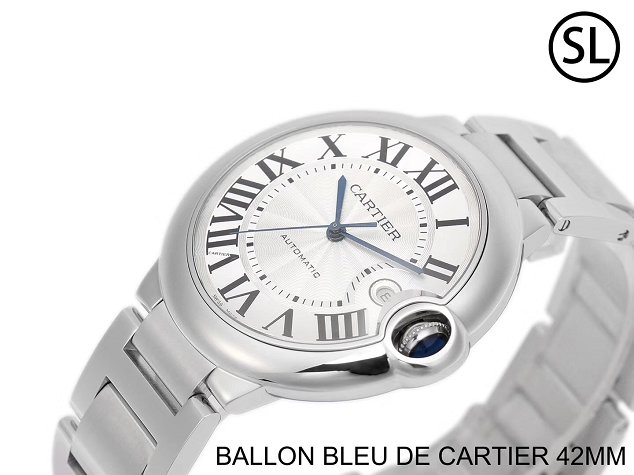 Cartier ballon bleu de large mechanical steel watch W69012Z4 silver