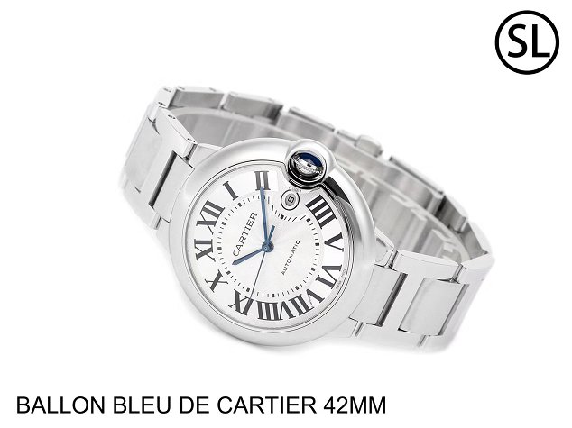 Cartier ballon bleu de large mechanical steel watch W69012Z4 silver