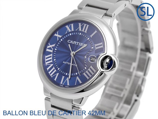 Cartier ballon bleu de large mechanical steel watch W6902242 blue