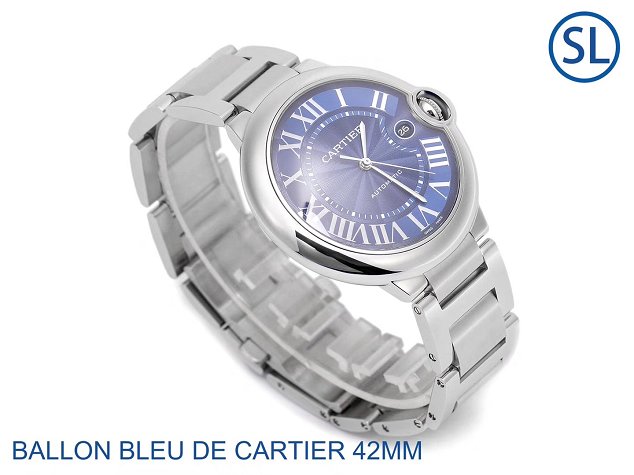 Cartier ballon bleu de large mechanical steel watch W6902242 blue