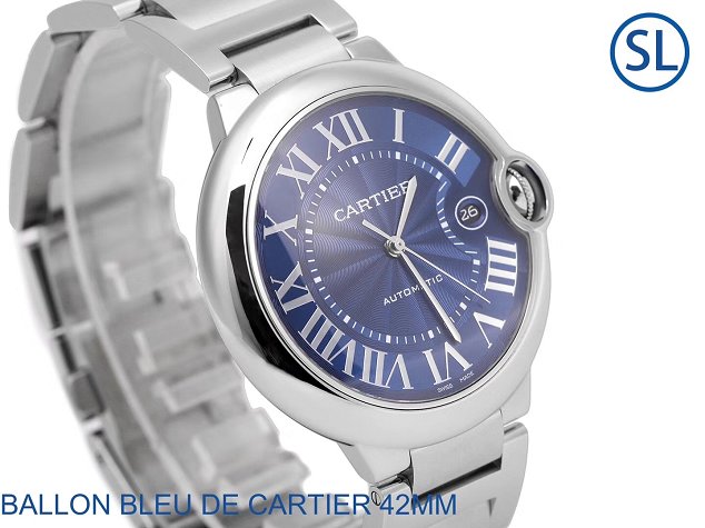 Cartier ballon bleu de large mechanical steel watch W6902242 blue