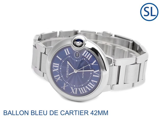 Cartier ballon bleu de large mechanical steel watch W6902242 blue