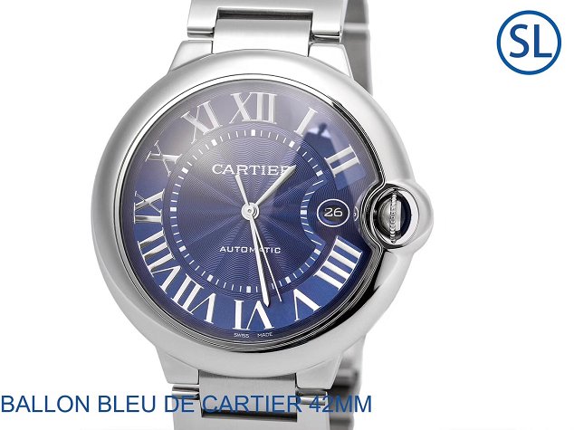 Cartier ballon bleu de large mechanical steel watch W6902242 blue