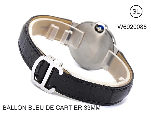 Cartier ballon bleu de medium mechanical watch crocodile leather W6920085 black